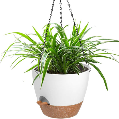 Vanslogreen Hanging Planters for Indoor Outdoor Plants, 2 Pack Self Watering Hanging Pot with Drainage Holes & Removable Tray (Black, 8'')