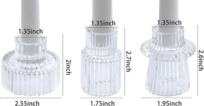 Vixdonos Taper Glass Candlestick Holders Tealight Candle Holders for Table Centerpieces, Wedding Decor and Dinner Party (6 Pcs, Green)