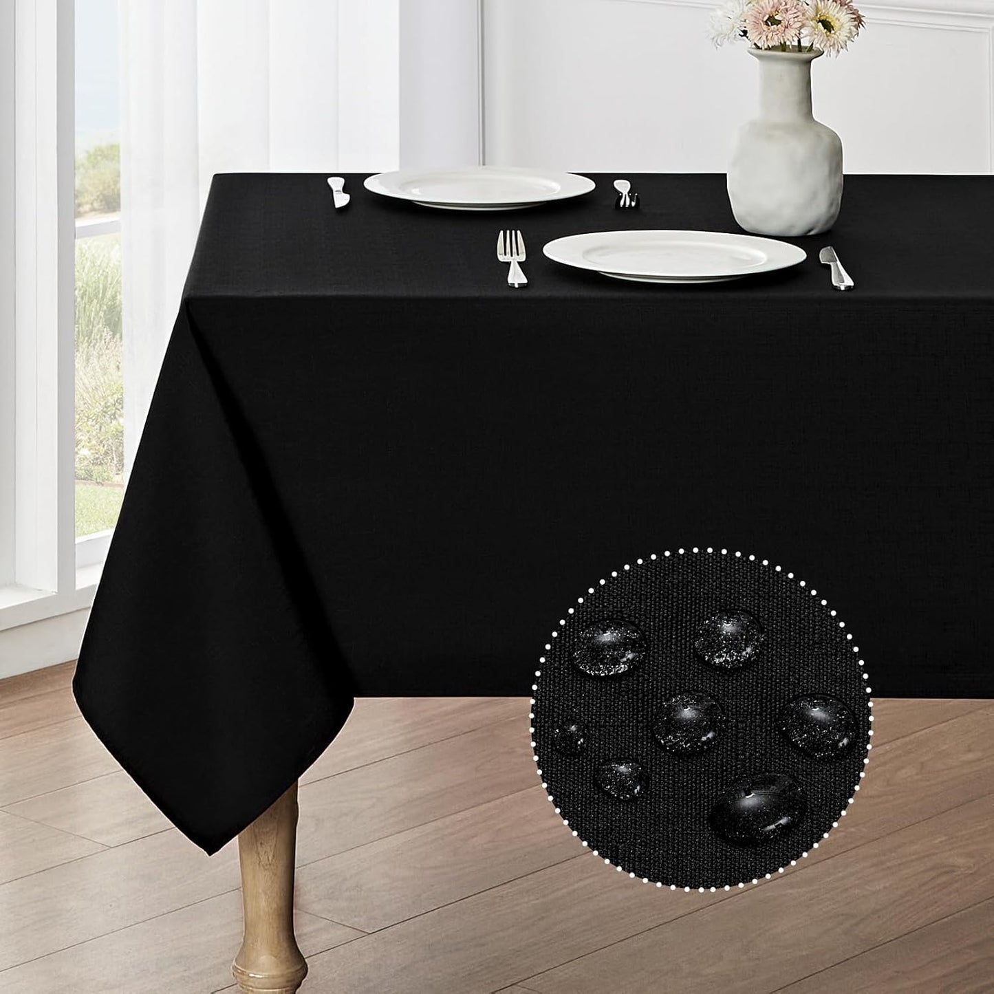Veblandy Rectangle Tablecloth Waterproof Linen Textured Table Cloth Stain and Wrinkle Resistant Washable, Decorative Fabric Table Cover for Dining, Party and Camping (Sage Green, 52 * 70)
