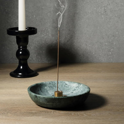 Koville Italian Travertine Incense Holder, 6" Incense Holders for Sticks, Sturdy Incense Burner Ash Catcher, Ideal for Meditation, Relaxing, Easy to Clean