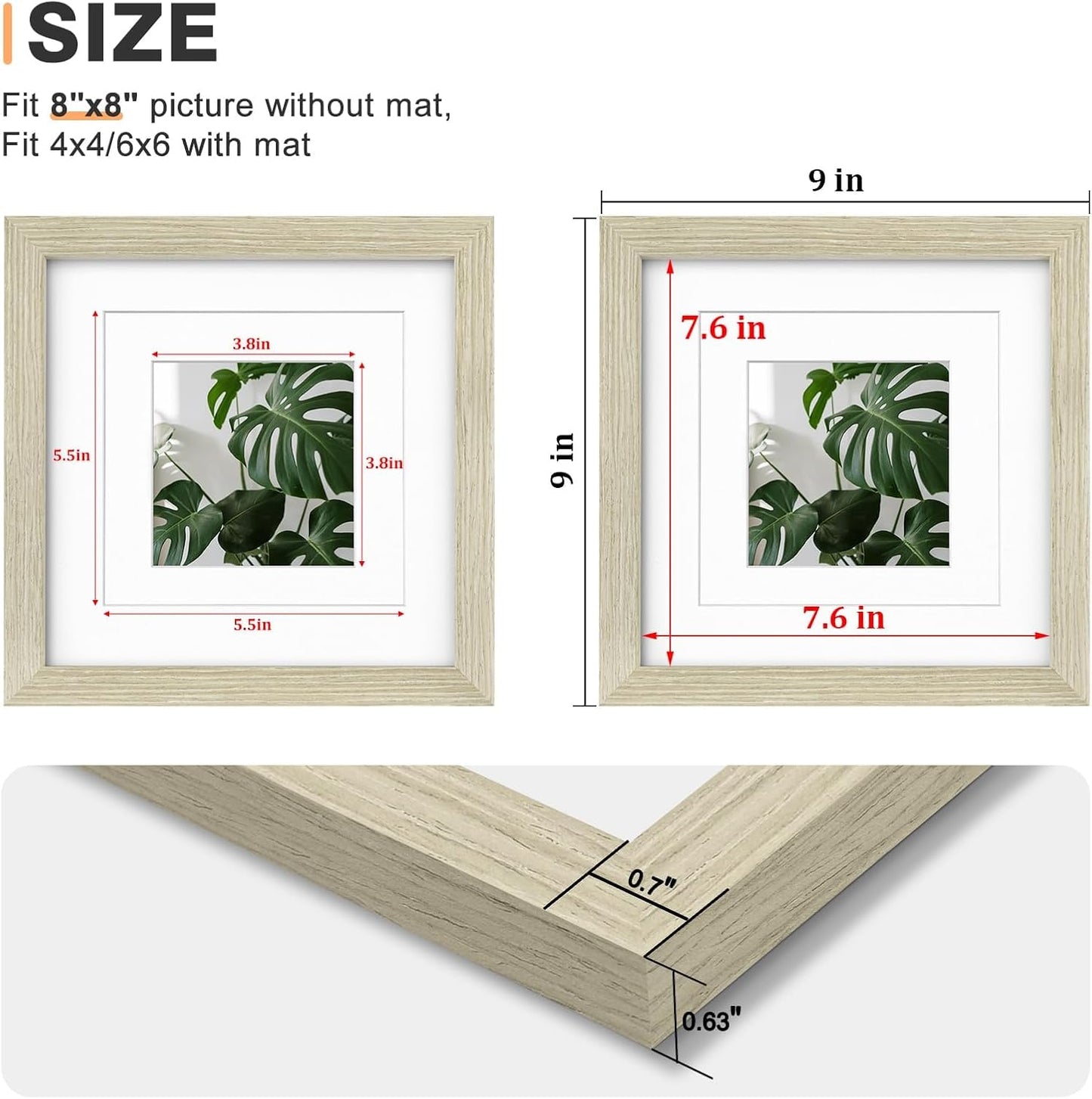 Egofine 12x16 Picture Frame Black, Covered by Plexiglass Made of Solid Wood, Display Pictures 9x12 and 11x14 with Mat or 12x16 Without Mat, for Wall Mounting Photo Frame - Colors B