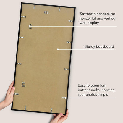 Americanflat 24x36 Poster Frame with Polished Plexiglass - Streamline Collection - Thin Border Picture Frame for Wall Display - Hanging Hardware Included - Black - Colors A