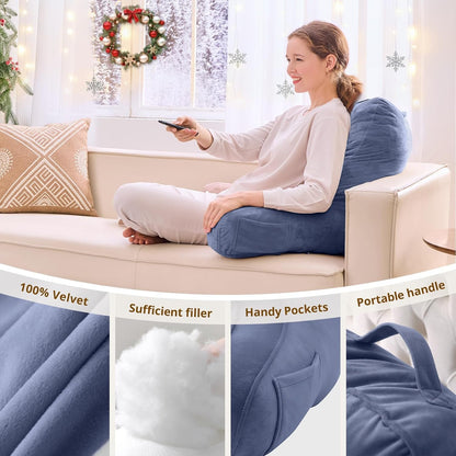 Sasttie Reading Pillows for Sitting in Bed Adult, Back Pillow Bed Sitting Up, Back-Rest Support Cushion for Sit Up on Couch, Sofa, and Floor, Dorm Essentials, Oeko-Tex Certified, Dark Grey