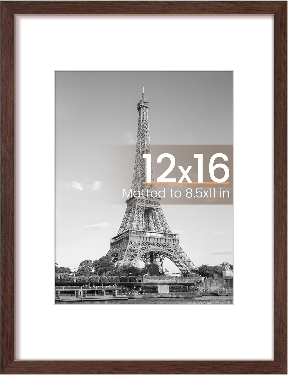 upsimples 8x10 Picture Frame, Display Pictures 5x7 with Mat or 8x10 Without Mat, Wall Hanging Photo Frame, Black, 1 Pack - Colors A