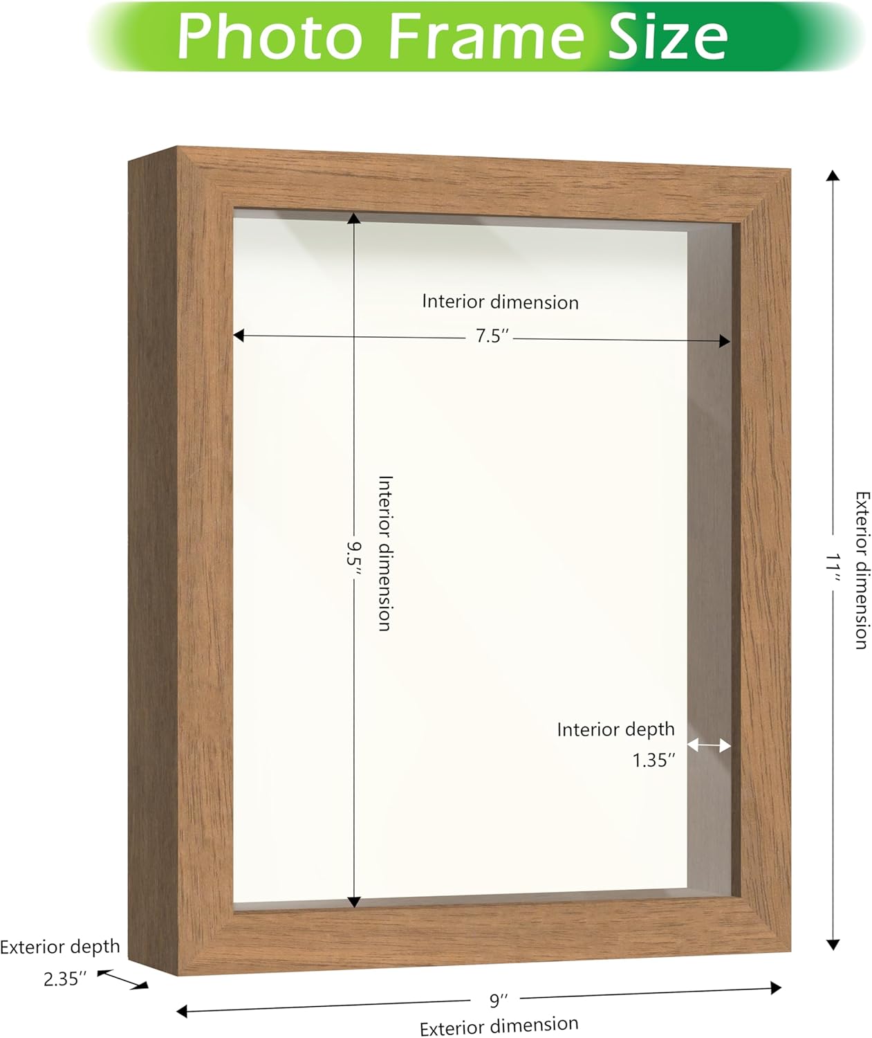 FrameWorks 11” x 14” Dark Oak Wooden Shadow Box Frame – Display Case with Soft Felt Back, Memory Box with Tempered Glass, Display Box with Elegant White Ball Push Pins, Wooden Flower Box