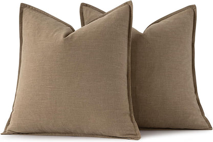 MIULEE Decorative Linen Euro Sham Pillow Covers 26x26 Cream White Boho Farmhouse Neutral Couch Throw Pillows for Bed Pack of 2 Accent Modern Pillowcase Sofa Livingroom Home Decor