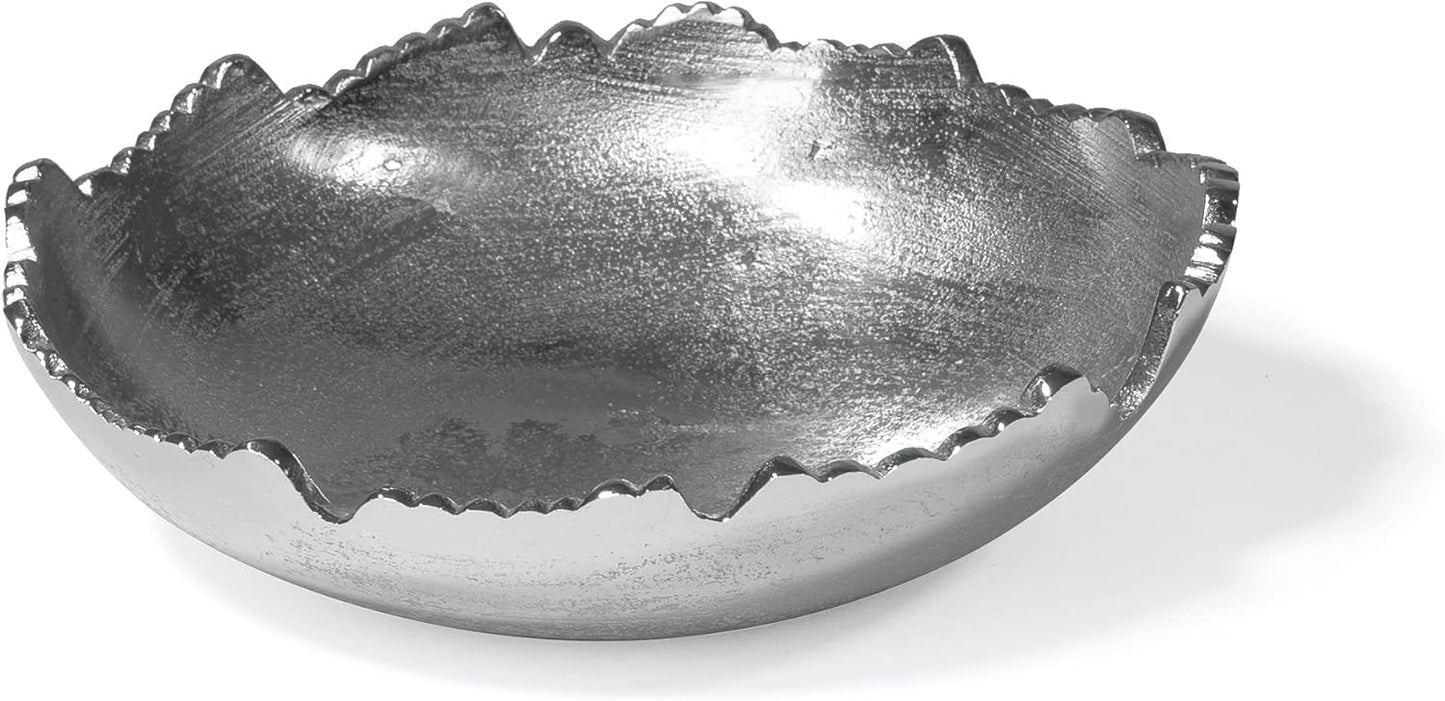 Red Co. 8.75” Gold Moon Decorative, Asymmetrical Torn, Hammered Metal Centerpiece Bowl with Sculpted Edges