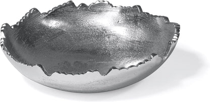 Red Co. 8.75” Gold Moon Decorative, Asymmetrical Torn, Hammered Metal Centerpiece Bowl with Sculpted Edges