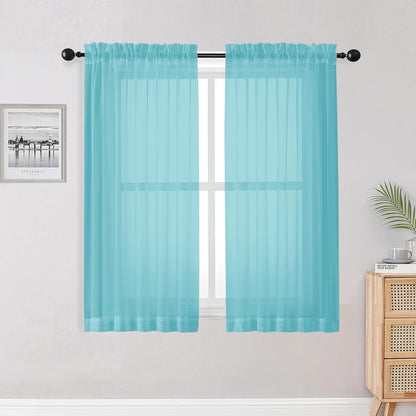 OWENIE Sheer Curtains 84 inches Long 2 Panels Set for Living Room/Bedroom, Rod Pocket Voile Sheer Panel Drapes, White, 2pcs, Each 42" W x 84" L - Colors A