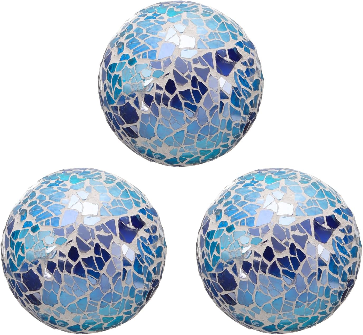 uxcell 3Pcs Decorative Glass Balls 2.36 Inch Orbs Centerpiece Balls Mosaic Glass Ball Sphere for Decor Bowls Vases Dining Table Party, Dark Blue