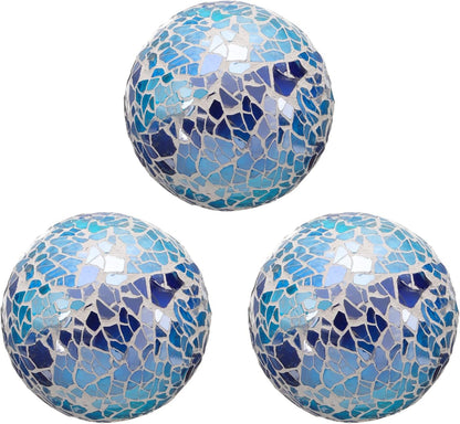 uxcell 3Pcs Decorative Glass Balls 2.36 Inch Orbs Centerpiece Balls Mosaic Glass Ball Sphere for Decor Bowls Vases Dining Table Party, Dark Blue
