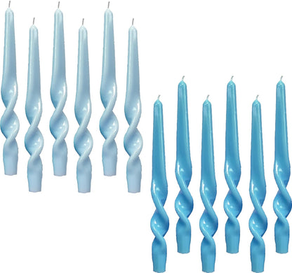 Brown Two Tone Spiral Taper Candles - Set of 6 Twisted Taper Candlesticks 9.5 Inch Tall for Home Decoration Holiday Wedding Party(Brown)