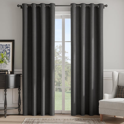 NICETOWN Halloween Pitch Black Solid Thermal Insulated Grommet Blackout Curtains/Drapes for Bedroom Window (2 Panels, 42 inches Wide by 63 inches Long, Black) - Colors E