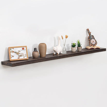 Floating Shelves 36 Inches Long - 8 Inch Deep Rustic Premium Solid Pine Wood for Storage - Farmhouse Wall Mounted for Living Room - Heavy-Duty Metal Bracket - 36" W x 8" D - Set of 2 - White Color