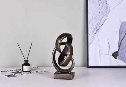 Modern Abstract Knot Sculpture, Artistic Mobius Inspired Resin Decor, Elegant Home and Office Decor, Perfect for Shelves, Desktops, and Mantles, Ideal Gift for Birthdays, Housewarmings (Black)