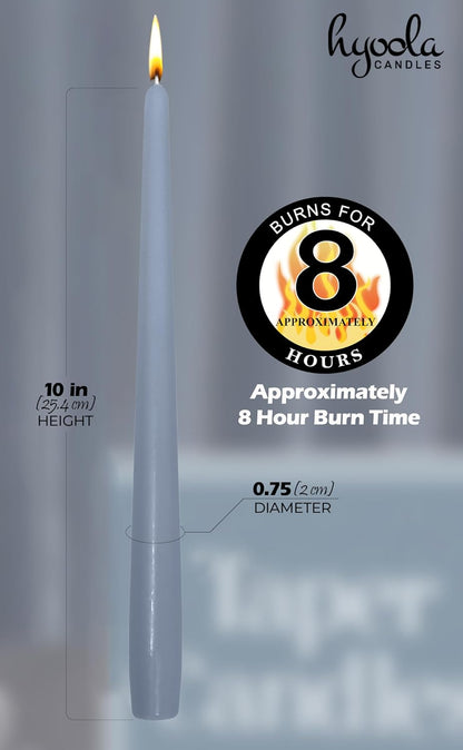 Hyoola Tall Taper Candles - 10 Inch Metallic Gold Unscented Dripless Taper Candles - 8 Hour Burn Time - 4 Pack