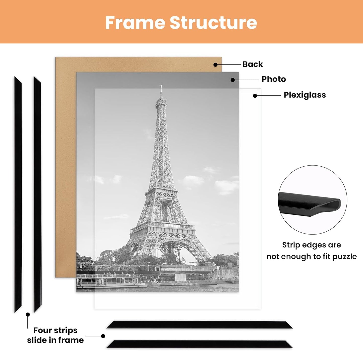 upsimples 24x36 Poster Frame Black 3 Pack, Scratch-Proof Picture Frames 24 x 36 for Photo Gallery - Slide-In Strips, Horizontal or Vertical Wall Mounting