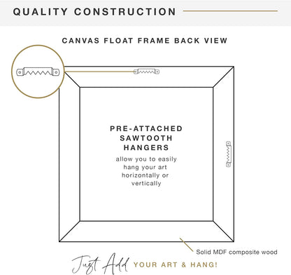 MCS Canvas Float Frames 8x10 Frame, Black Frame for Finished Canvases, Vertical & Horizontal Wall Hanging Frame with Adhesive for Canvas Paintings (1-Pack)
