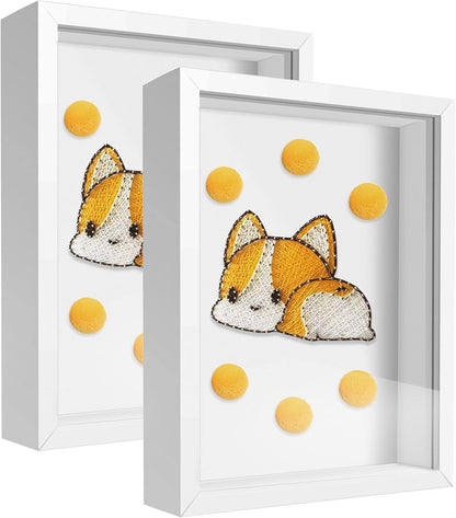 8x8 Shadow Box Frame Display Case with Letter Stickers, 3D Picture Frame, Display Case Box for Memorabilia, Baby Items, Wedding Memories, Crafts, Tickets and Photos (White, 8x8)