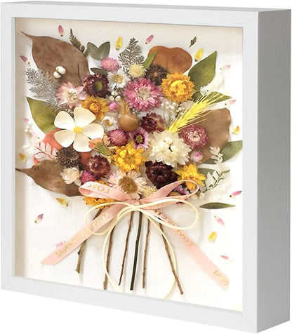 Muzilife 8x8 Shadow Box Picture Frame with Linen Board - Deep Wood & Glass Display Case Ready to Hang Memory Box Baby Sports Memorabilia, Pins, Awards, Medals, Wedding, Tickets and Photos (Black)