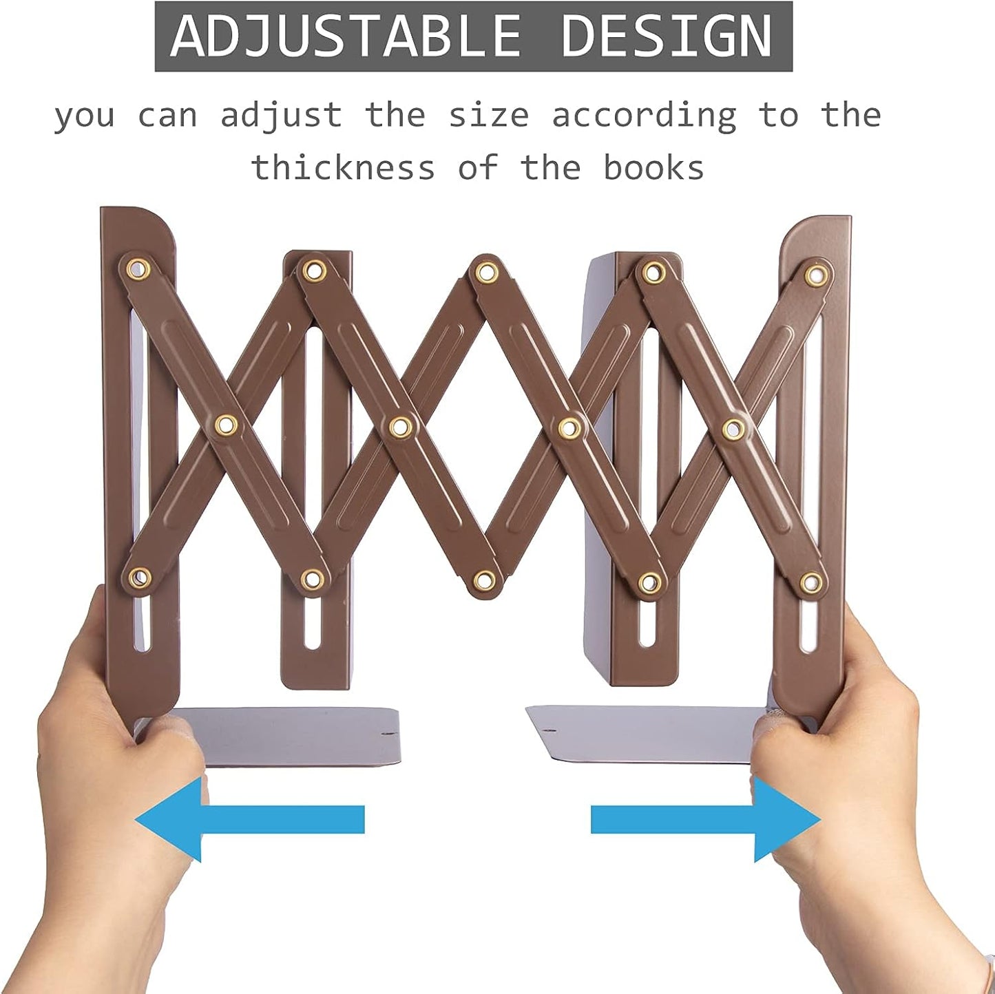 Aobopar Adjustable Book Ends, Metal Bookends for Heavy Books, Desk Book Holder for Shelves, Book Organizer for Desk, Suitable for Office, Home and School Use (Black)