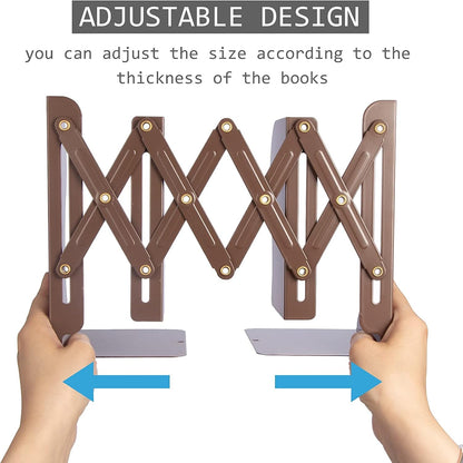 Aobopar Adjustable Book Ends, Metal Bookends for Heavy Books, Desk Book Holder for Shelves, Book Organizer for Desk, Suitable for Office, Home and School Use (Black)