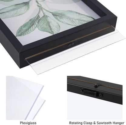 CORE ART 8x10 Floating Picture Frame,Double Plexglass Floating Frame for 5x7,4x6 Pictures,Wall or Tabletop Display,Black