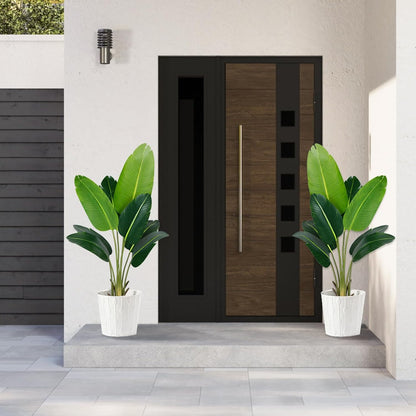 Artificial Bird of Paradise Plant 5.2Ft Fake Tropical Palm Tree with 10Trunks Faux Banana Leaf Trees in Pot for Home Indoor Outdoor Office Modern Decor Housewarming Gift（1Pcs）