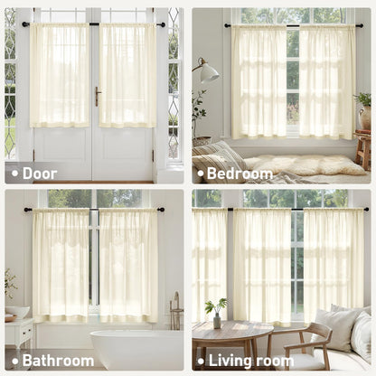 MIULEE White Sheer Curtains 84 Inches Long, 4 Panels Set, Light Filtering Rod Pocket Voile Drapes for Living Room and Bedroom, Airy Soft Fabric Window Treatments, 42 x 84 Inches