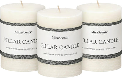 3x6 Inch Sage Green Pillar Candles Set of 3 - Unscented Spring, Long Clean Burning, Large Smokeless Dripless for Home Decor, Dinner Table, Bathroom, Rustic Decor