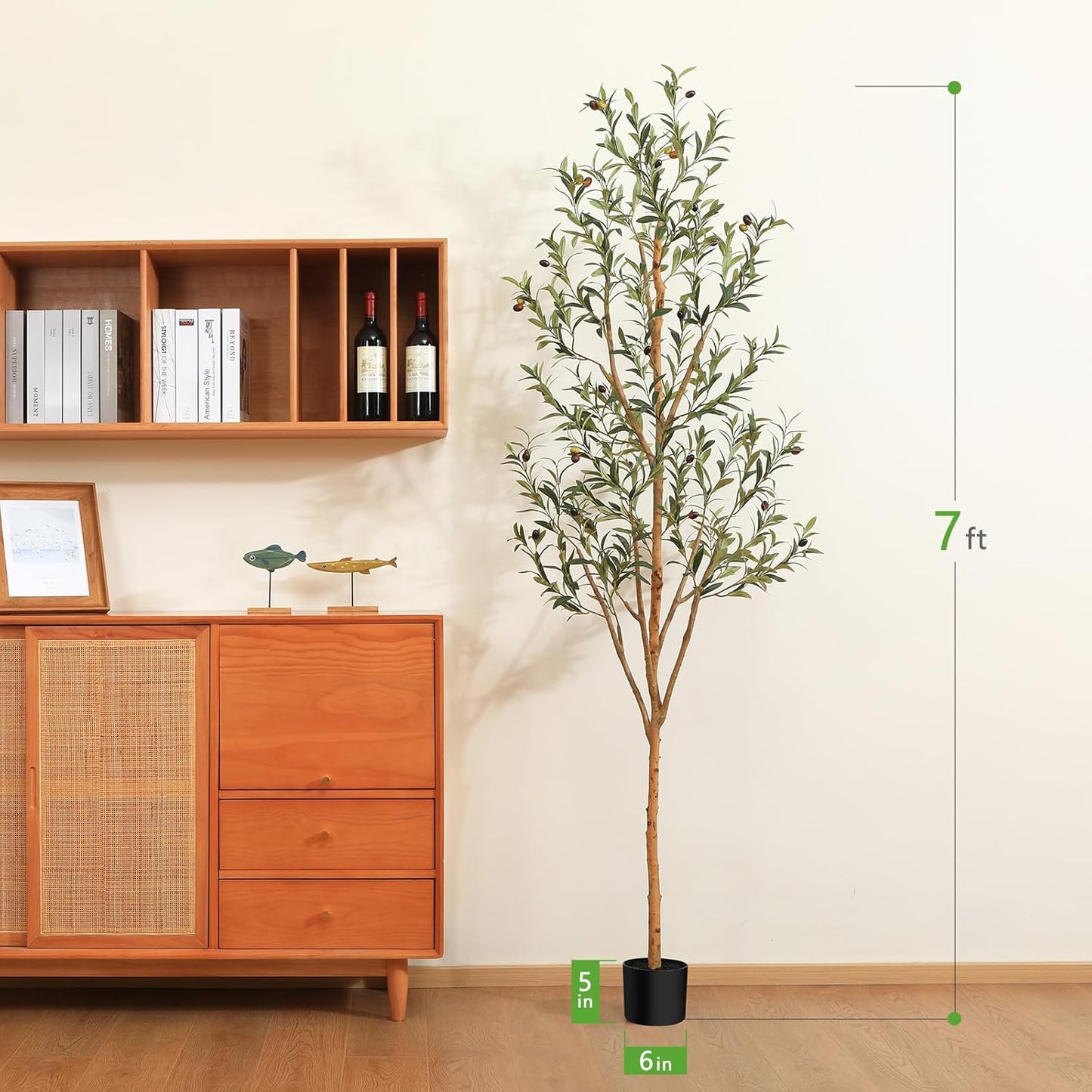 Kazeila Artificial Olive Tree 6FT Tall Faux Silk Plant for Home Office Decor Indoor Fake Potted Tree with Wood Branches and Fruits