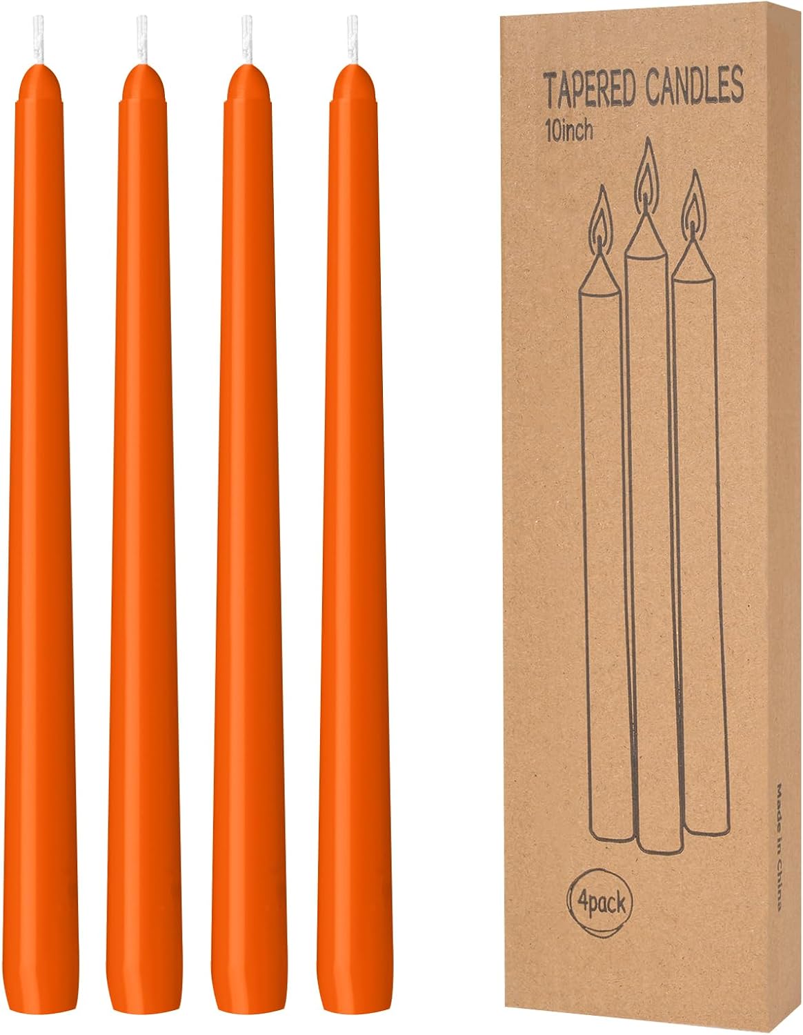 4 Pack Ivory Taper Candles - Taper Candles 10 Inch Dripless, Smokeless & Unscented - 8 Hours Long Burning - Hand Poured Tall Candlesticks - Ideal for Weddings, Dinner Parties, and Home Decor