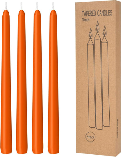 4 Pack Ivory Taper Candles - Taper Candles 10 Inch Dripless, Smokeless & Unscented - 8 Hours Long Burning - Hand Poured Tall Candlesticks - Ideal for Weddings, Dinner Parties, and Home Decor
