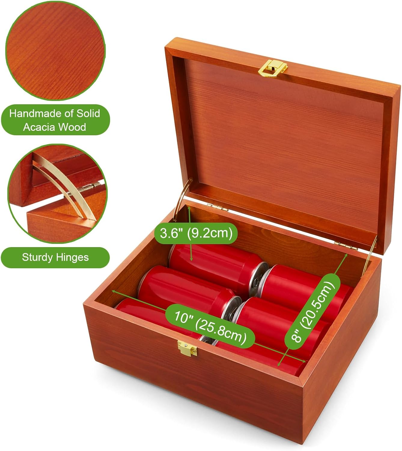DRASTAR Wooden Keepsake Box, Large Acacia Storage Memory Box with a Hinged Lid for Crafts and Photo Storage