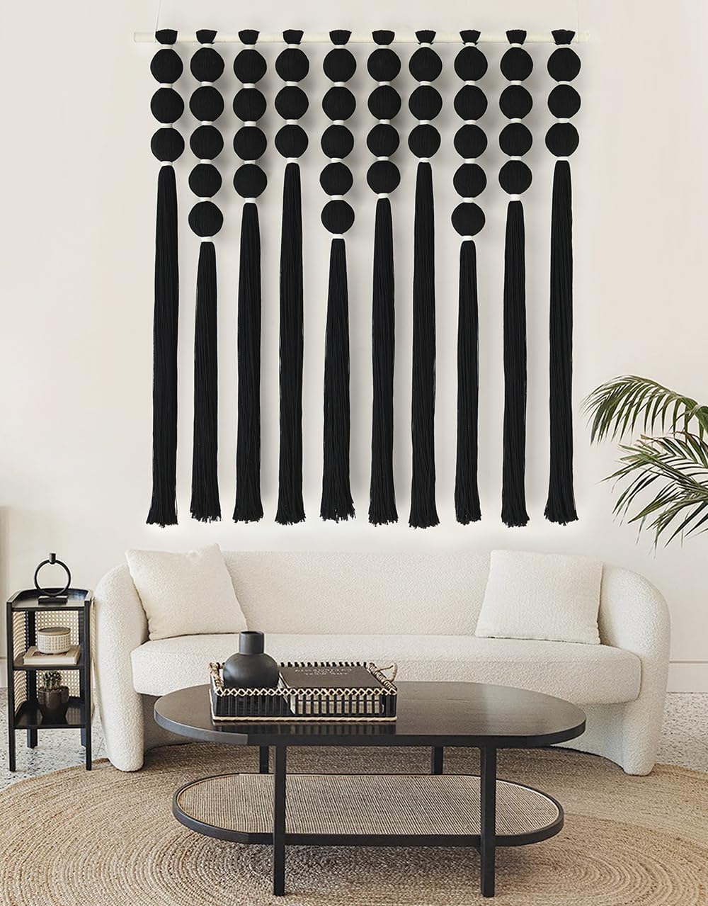 IOWER Macrame Wall Hanging 27" W x 31" L Boho Wall Decor Sphericity Cotton Textile Wall Hanging Art Fiber Yarn Art Handmade Detachable Assembly