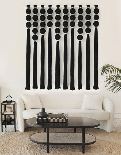 IOWER Macrame Wall Hanging 27" W x 31" L Boho Wall Decor Sphericity Cotton Textile Wall Hanging Art Fiber Yarn Art Handmade Detachable Assembly