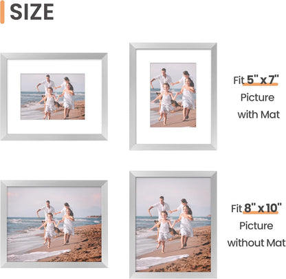 upsimples 11x14 Picture Frame Set of 5, Display Pictures 8x10 with Mat or 11x14 Without Mat, Wall Gallery Photo Frames, Black