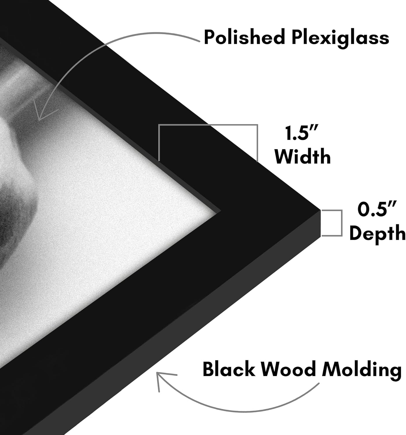 Americanflat 16x20 Picture Frame with Polished Plexiglass - Black Picture Frame - Wide Photo Frames Made of Engineered Wood for Vertical or Horizontal Wall Display - Epic Collection - Black - Colors C