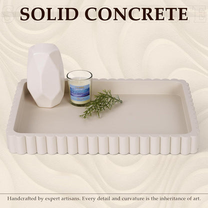 Concrete Decorative Tray for Coffee Table Decor, 14" Coffee Table Tray Ottoman Tray Table Centerpieces, Rectangular Modern Decorative Trays for Home Decor, Living Room, Entry, Black