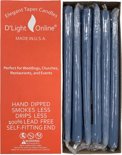 D'light Online White Taper Candles, 10 Inch Premium Quality Candles Hand-Dipped Tapered Candles, Dripless, Smokeless and Unwrapped Bulk Pack for Events - Set of 12 (10 Inch, White)