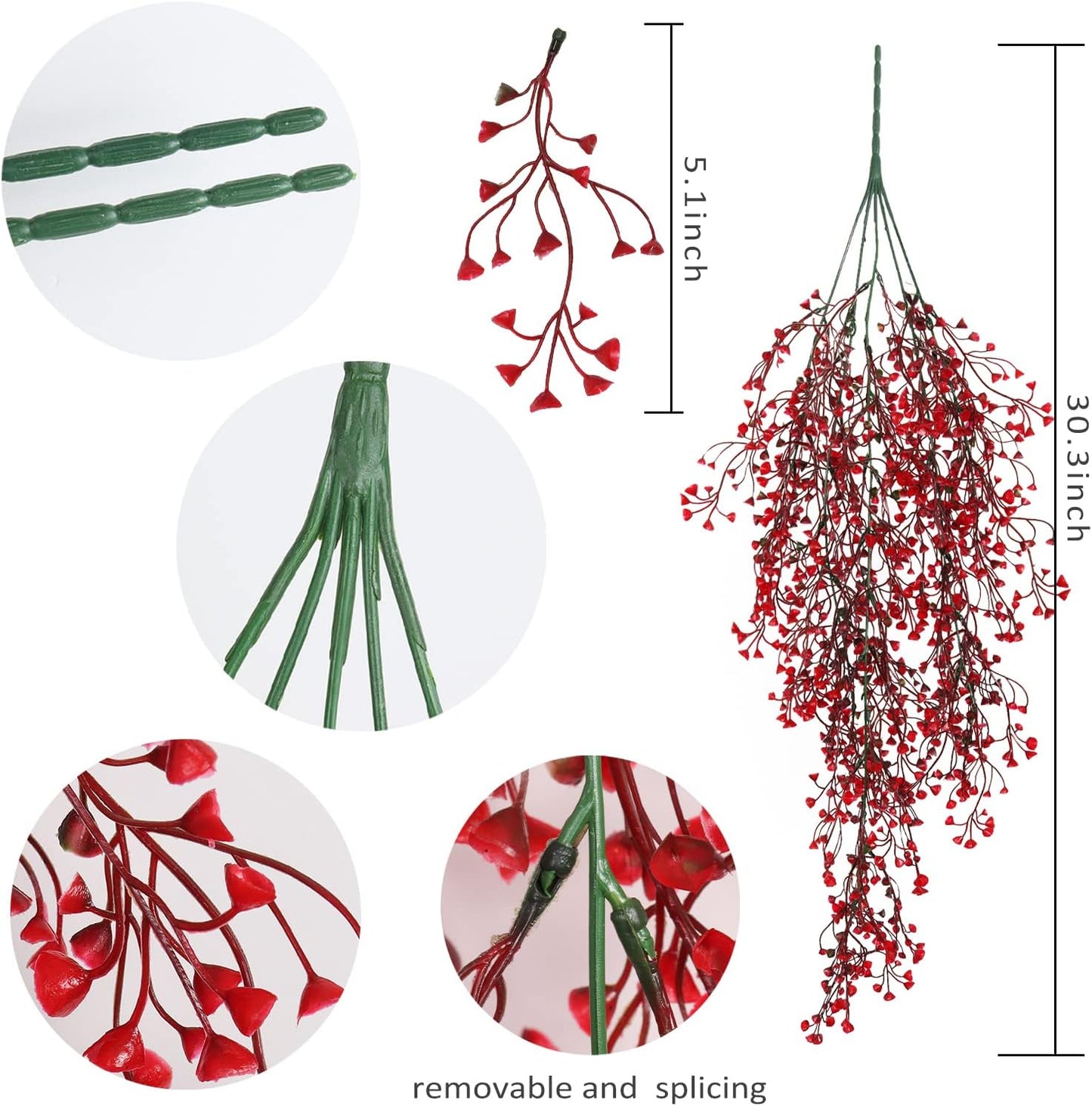 RECUTMS Fake Hanging Plants Artificial Ferns for Outdoor Hanging Faux Plants Vine Ivy Faux Fern Hanging Vines Wall Plants for Home Garden Party Wedding Decor (White 4P)