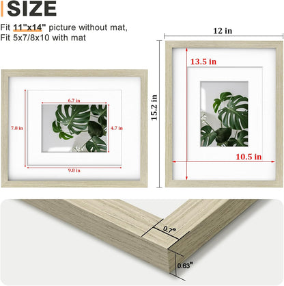 Egofine 12x16 Picture Frame Black, Covered by Plexiglass Made of Solid Wood, Display Pictures 9x12 and 11x14 with Mat or 12x16 Without Mat, for Wall Mounting Photo Frame - Colors B