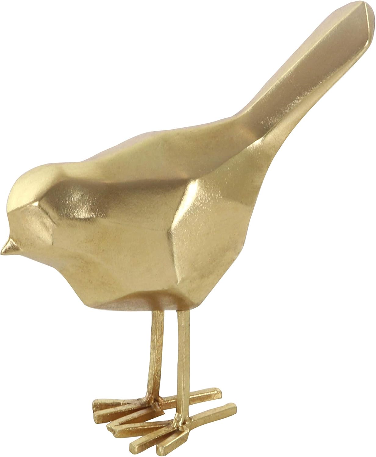 CosmoLiving by Cosmopolitan Polystone Bird Decorative Sculpture Home Decor Statues with Origami Accents, Set of 2 Accent Figurines 7", 8"H, Gold