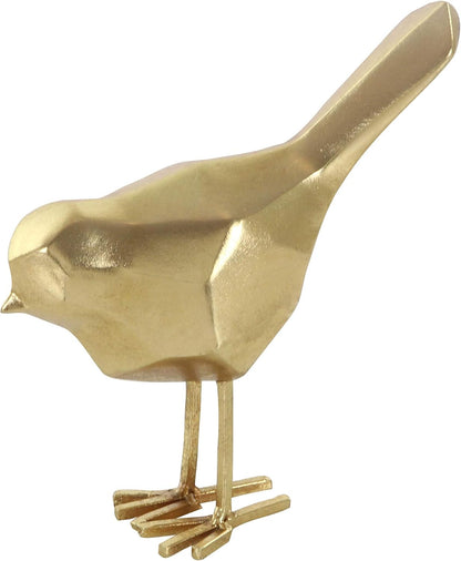 CosmoLiving by Cosmopolitan Polystone Bird Decorative Sculpture Home Decor Statues with Origami Accents, Set of 2 Accent Figurines 7", 8"H, Gold