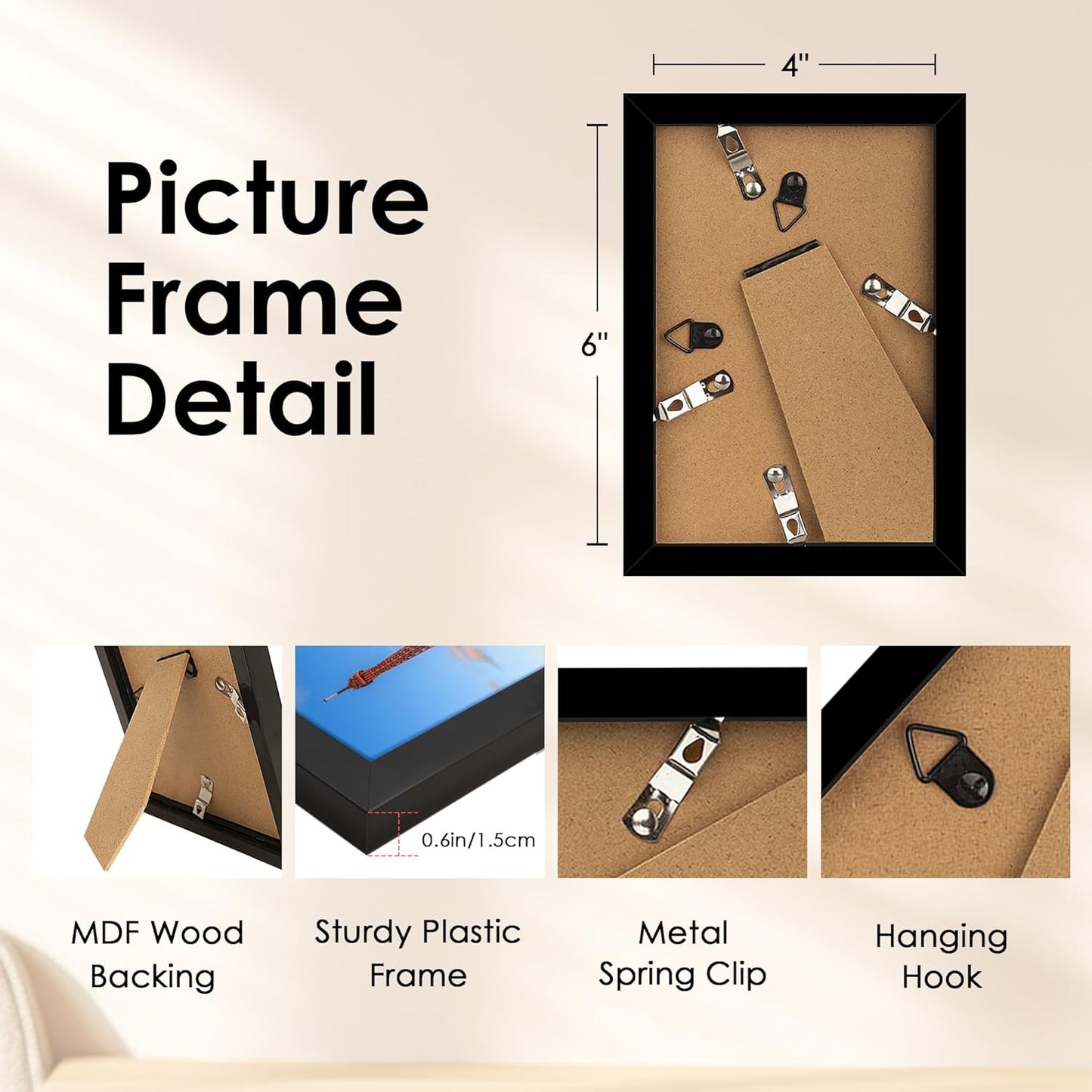 FIXSMITH 10 Pack Picture Frames Collage Wall Decor for Mounting or Tabletop Display, Gallery Wall Frame Set with Two 8x10 Black Frames, Four 5x7 Frames and Four 4x6 Frames, Multi-Pack Photo Frame Set