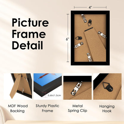 FIXSMITH 10 Pack Picture Frames Collage Wall Decor for Mounting or Tabletop Display, Gallery Wall Frame Set with Two 8x10 Black Frames, Four 5x7 Frames and Four 4x6 Frames, Multi-Pack Photo Frame Set