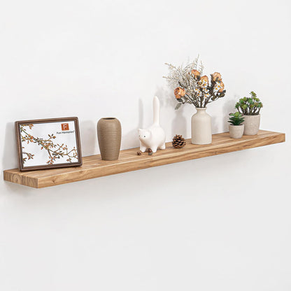 Floating Shelves 36 Inches Long - 8 Inch Deep Rustic Premium Solid Pine Wood for Storage - Farmhouse Wall Mounted for Living Room - Heavy-Duty Metal Bracket - 36" W x 8" D - Set of 2 - White Color