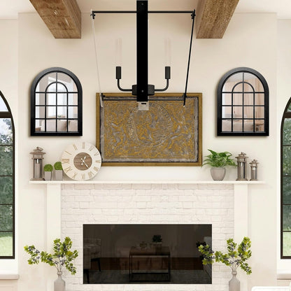 ZEXUIRU 4 Set. Rustic Wall Mirrors for Bedroom Bathroom Living Room Entryway Wood Farmhouse Square Easy to Hang Framed Decorative Accent Hanging Wall-Mounted Mirror Set for Living Room - Black