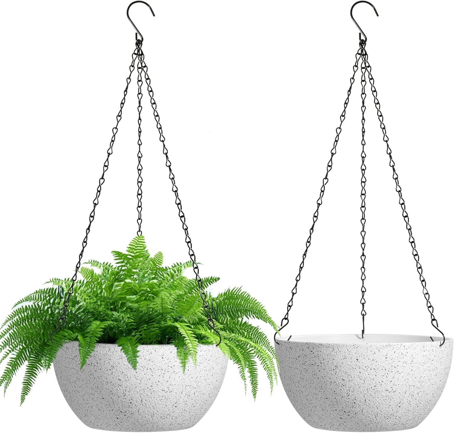 T4U Hanging Planters for Indoor Plants, 10 Inch Hanging Planter Outdoor 2 Pack, Hanging Basket with Drainage Holes, Hanging Plant Holder Indoor, Flower Pots, Plant Pots for Garden, Grey