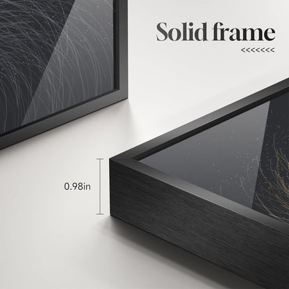 Framed Modern Luxury Gold Wall Art, Set of 3 Piece Contemporary Paintings Artwork for Walls, Golden Prints Pictures with Gold Frame, Wall Decor for Living Room, Hallway, Bedroom, Office 16x24 Inch